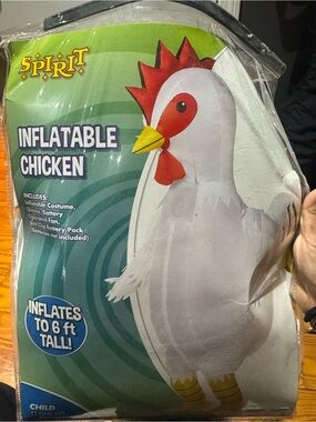 Spirit Inflatable Chicken Costume - White with Red Comb & Yellow Beak